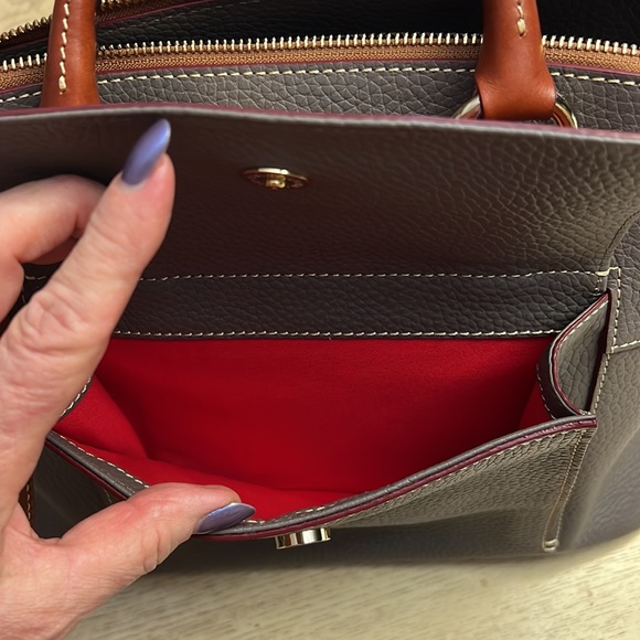 Dooney & Bourke Aubrey Leather Satchel with matching cosmetic bag & Key Fob - Picture 5 of 12